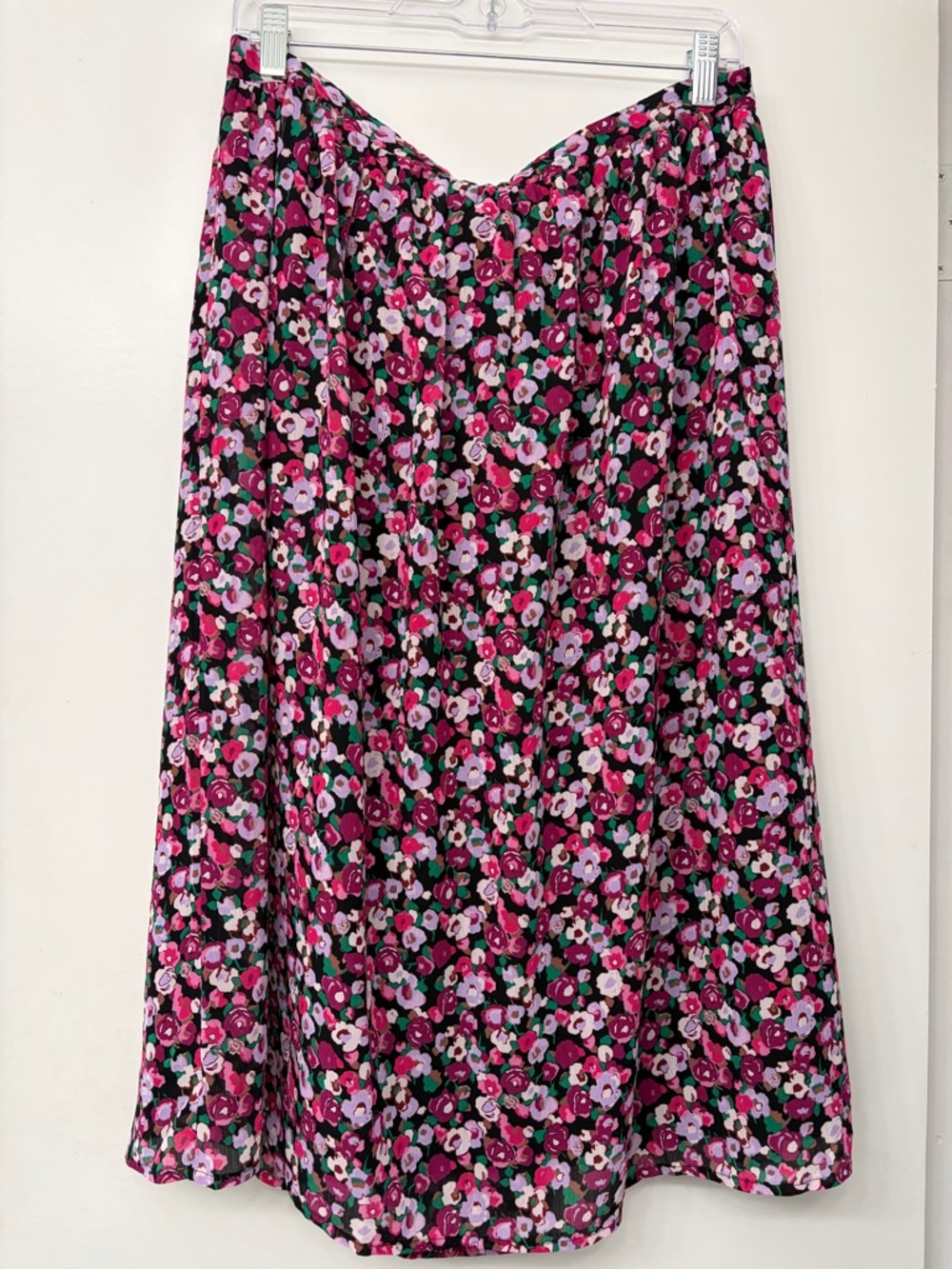 J. Crew Factory Pink and Black Floral A-line Midi Skirt - Picture 3 of 9